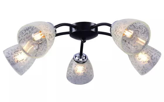 Светильник потолочный РС20677 BK+CR/5C 5хЕ27 60Вт черный, хром