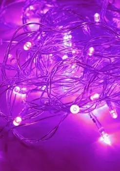 Светодиодная гирлянда КОСМОС 50 светодиодов, фиолетовый, 6,5м, 8 режимов мигания