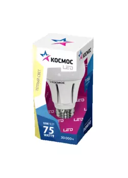 Светодиодная лампа КОСМОС А60 10W 220V E27 3000K