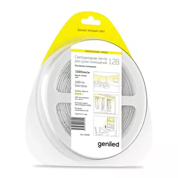 Светодиодная лента Geniled GL-180SMD2835 12В 16Вт/м 10х5000 2700-3000К IP33
