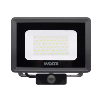 Светодиодный прожектор WOLTA WFL-50W/06S 50Вт 5700K IP65 4500лм с датчиком 207*193*40 1/10