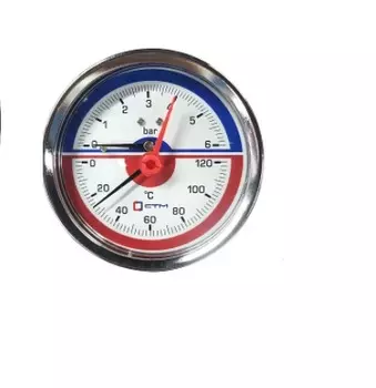 Термо-манометр аксиального подключения 1/4", измерение до 6 бар; до +120°С СТМ