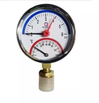 Термо-манометр радиального подключения 1/4", измерение до 6 бар; до +120°С СТМ