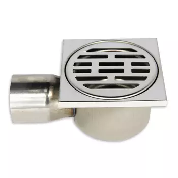 Трап мет. угловой 10х10 см (диам. 50 мм.) (нерж) гидрозатвор