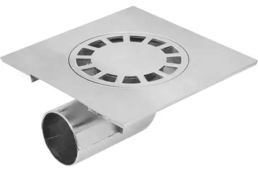 Трап мет. угловой 15 х 15 см (диам. 50 мм, хром) гидрозатвор, MP-У