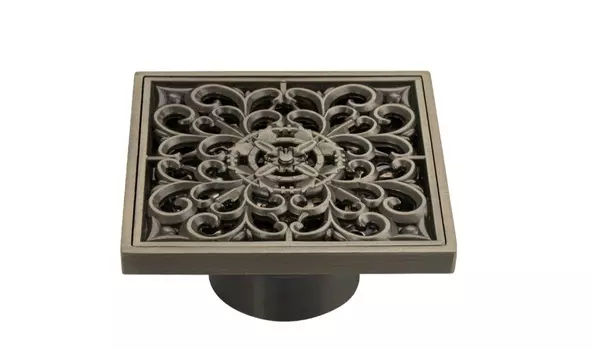 Трап под бронзу с декором 100х100 вертикальный с сухим затвором воды