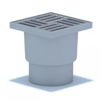 Трап вертикальный d=110, нерегулируемый, с решеткой из нержавеющей стали 15x15см