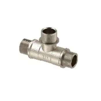 Тройник, латунь, наружная/наружная/наружная резьба 3/4", никель, RTP