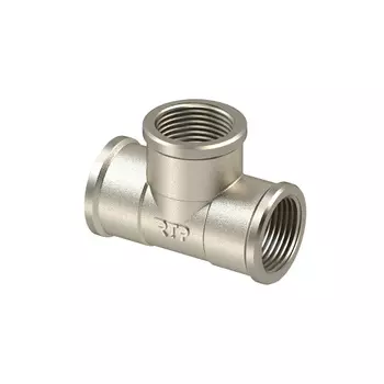 Тройник, латунь, внутренняя/внутренняя/внутренняя резьба 1/2", никель, РТП