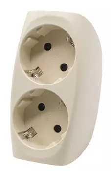 Тройник SP-2e-I Эра 2гн, с заземл, со шторками (сл. кость) (10/60/1440)