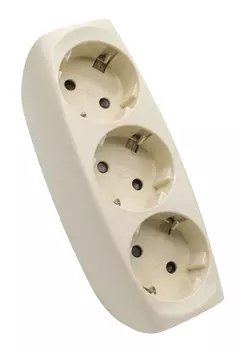 Тройник SP-3e-I Эра 3гн, c заземл, со шторками (сл. кость) (10/60/960)