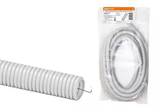 Труба гофрированная ПВХ d 16 с зондом (10 м) легкая TDM