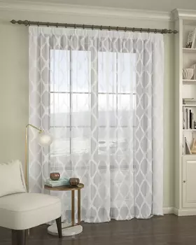 Тюль 300*260 см Вуаль белая с белым принтом