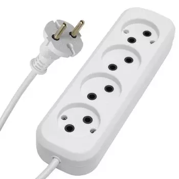Удлинитель электрический 4 гнезда б/з 2x0,75, белый, 5м, серия Home HM01-40-05