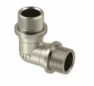 Угольник, латунь, наружная/наружная резьба 3/4"х90°, никель, РТП