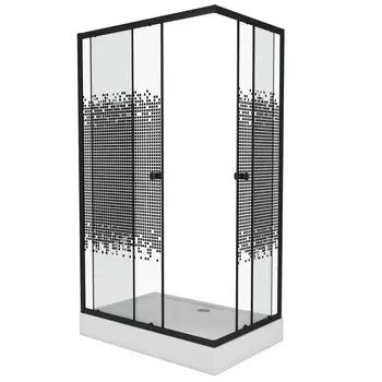 Уголок душевой NG- 012-14Q BLACK(1200х800х1950) низкий поддон(13см) стекло МОЗАИКА, 2 места 0121452