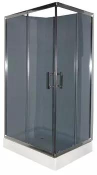 Уголок душевой Parly QUADRO QZ81S (100*80*195) универсальныйый, низкий поддон, тониров.стекло