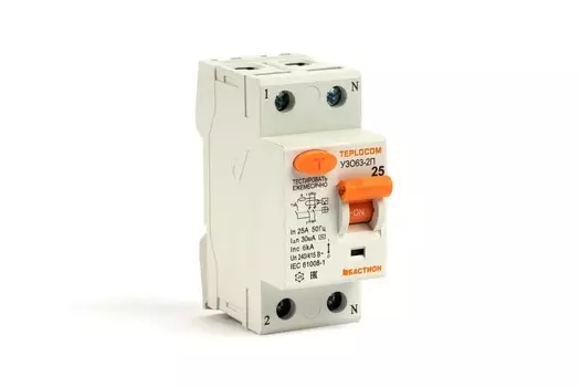 Устройство защитного отключения 6kA 30mA 2П 25А тип АС 240/415В TEPLOCOM