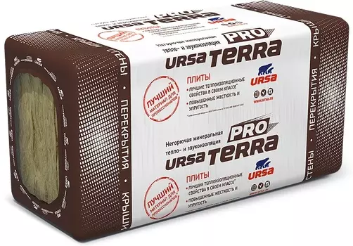 Утеплитель URSA TERRA 34PN, 1х0.6(0,61)*0.10 м, 0,244м3, (2,44м.кв.)