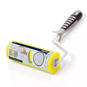 Валик в сборе Профи для нанесения штукатурок, структурный поролон, 180 мм