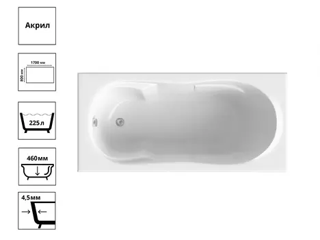 Ванна Ахин 170х80, фолдон