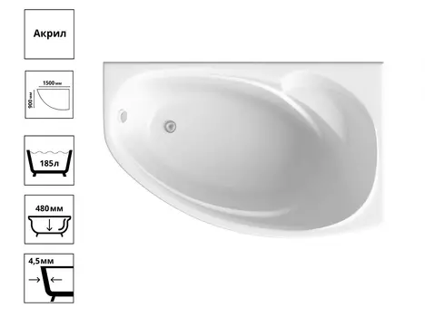 Ванна "Фэнтази"правая +экран + Каркас 150*90