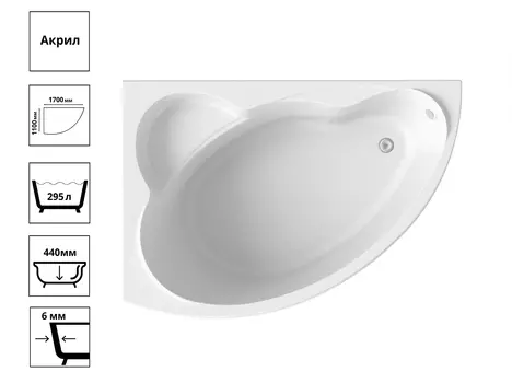 Ванна ЛАГУНА левая (ванна+каркас) 1700х1100 мм