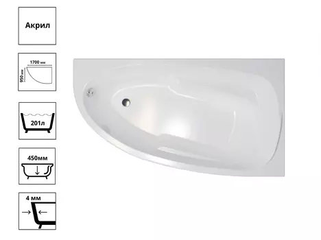 Ванна Мадрид 170-левая + каркас + экран