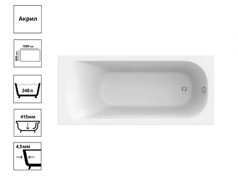 Ванна "Нирвана" 180*80 + экран "Нирвана" на каркасе, без слива