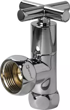 Вентиль угловой 1"х3/4" внутренняя резьба/внутренняя резьба ручка-крест для полотенцесушителя, хром