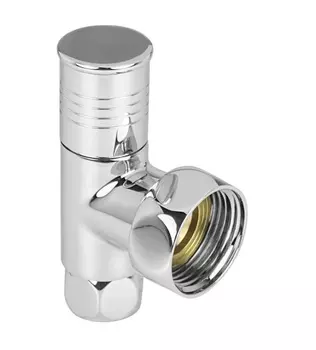 Вентиль запор. угл. с двумя накид. гайками 1 ВР х 3/4 ВР круг, для полотенцесушит., пара VALFEX