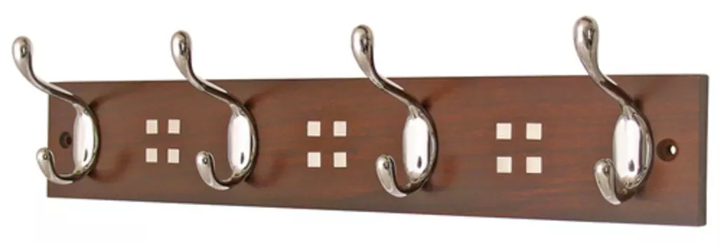 Вешалка деревянная декор "Квадраты", орех