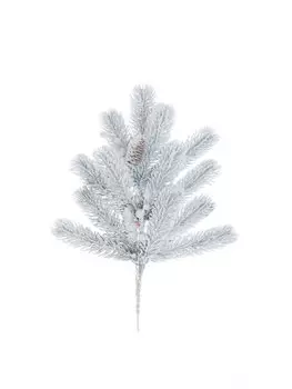 Ветка декоративная 50 см ягоды шишки заснеженные РК