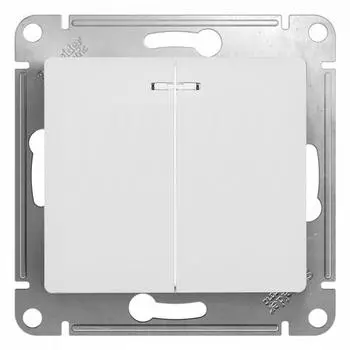Выключатель 2-клавишный Schneider Electric GLOSSA с подсветкой, белый