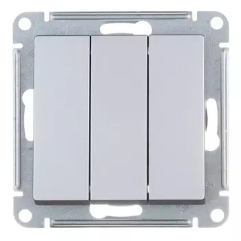 Выключатель 3-клавишный AtlasDesign 10А IP20 алюминий