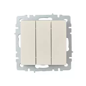 Выключатель 3-клавишный IEK BRITE 10А ВС10-3-0-БрКр, цвет бежевый