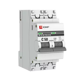 Выключатель автоматический 2п C 50А 4.5кА ВА 47-63 PROxima EKF mcb4763-2-50C-pro
