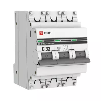 Выключатель автоматический 3п C 32А 4.5кА ВА 47-63 PROxima EKF mcb4763-3-32C-pro