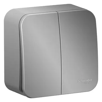 Выключатель BLANCA О/У 2-клавишный 10А, 250B, алюминий