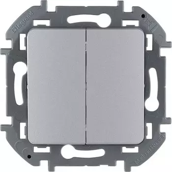Выключатель двухклавишный Legrand INSPIRIA 10 AX 250 Вт алюминий