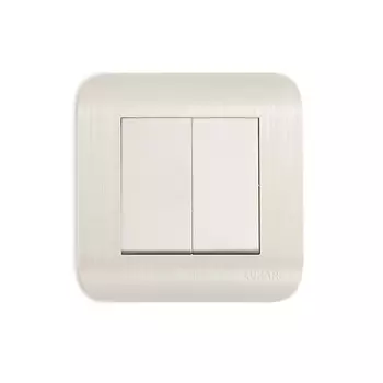 Выключатель LUXAR Deco с/у 2-клавишный белый с рифленой рамкой, 250В 10А (10.011.01)