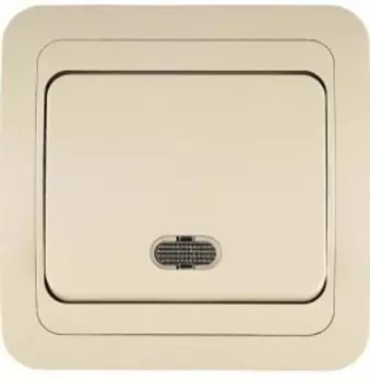 Выключатель MAKEL MIMOZA 1-клавишный с подсветкой, кремовый