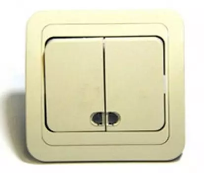 Выключатель MAKEL MIMOZA 2-клавишный с подсветкой, кремовый
