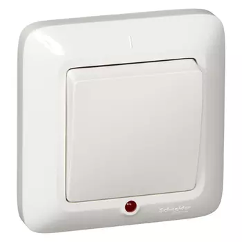 Выключатель Schneider Electric Прима 1-клавишный скрытой установки с подсветкой, белый