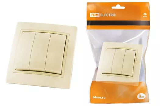 Выключатель "Таймыр" TDM 3 кл. 10А сл. кость
