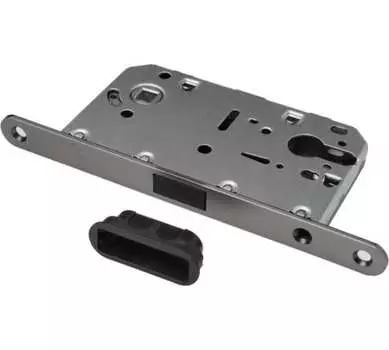 Замок магнитный под цилиндр РЕНЦ с пласт. ответ. планкой, мат. черный никель