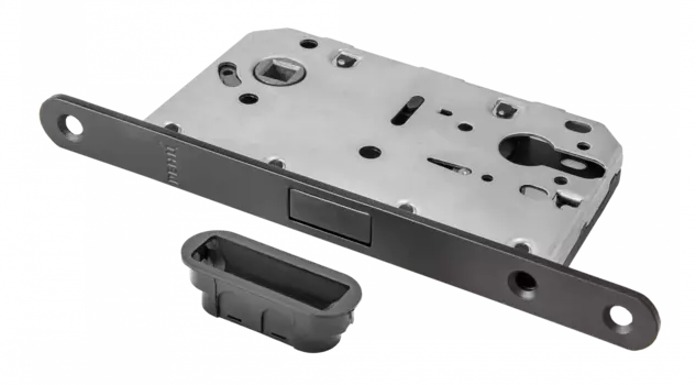 Замок магнитный под цилиндр РЕНЦ с пласт. ответ. планкой, черный