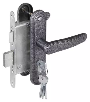 Замок врезной Зенит с защёлкой и ручкой ЗВ4-3.03 (серебро), 4 кл.