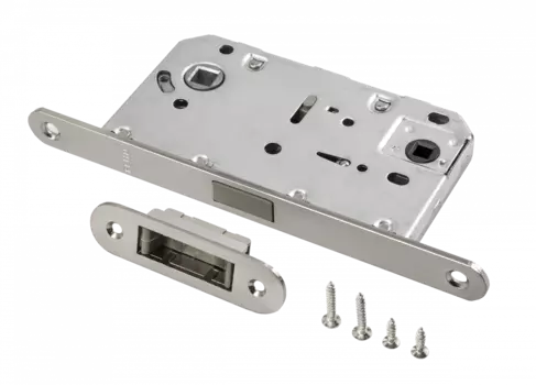 Защелка сантехническая магнитная РЕНЦ с пласт. ответ. планкой, никель матовый