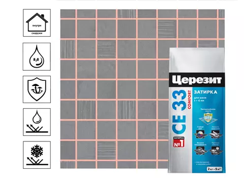 Затирка для узких швов Церезит CE 33 2кг, розовый